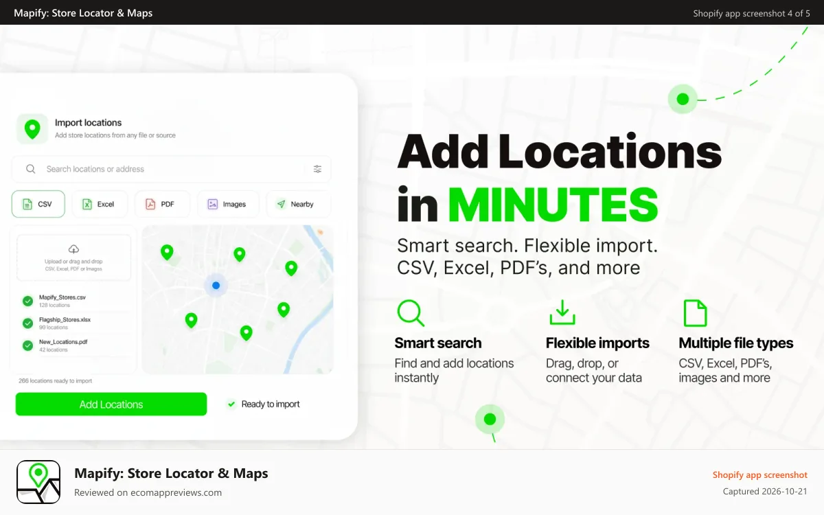 Mapify: Store Locator & Maps Shopify app screenshot: Bulk Locations Uploads Made Effortless With Al