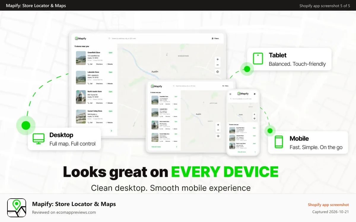 Mapify: Store Locator & Maps Shopify app screenshot: Works Perfects on Any Screen