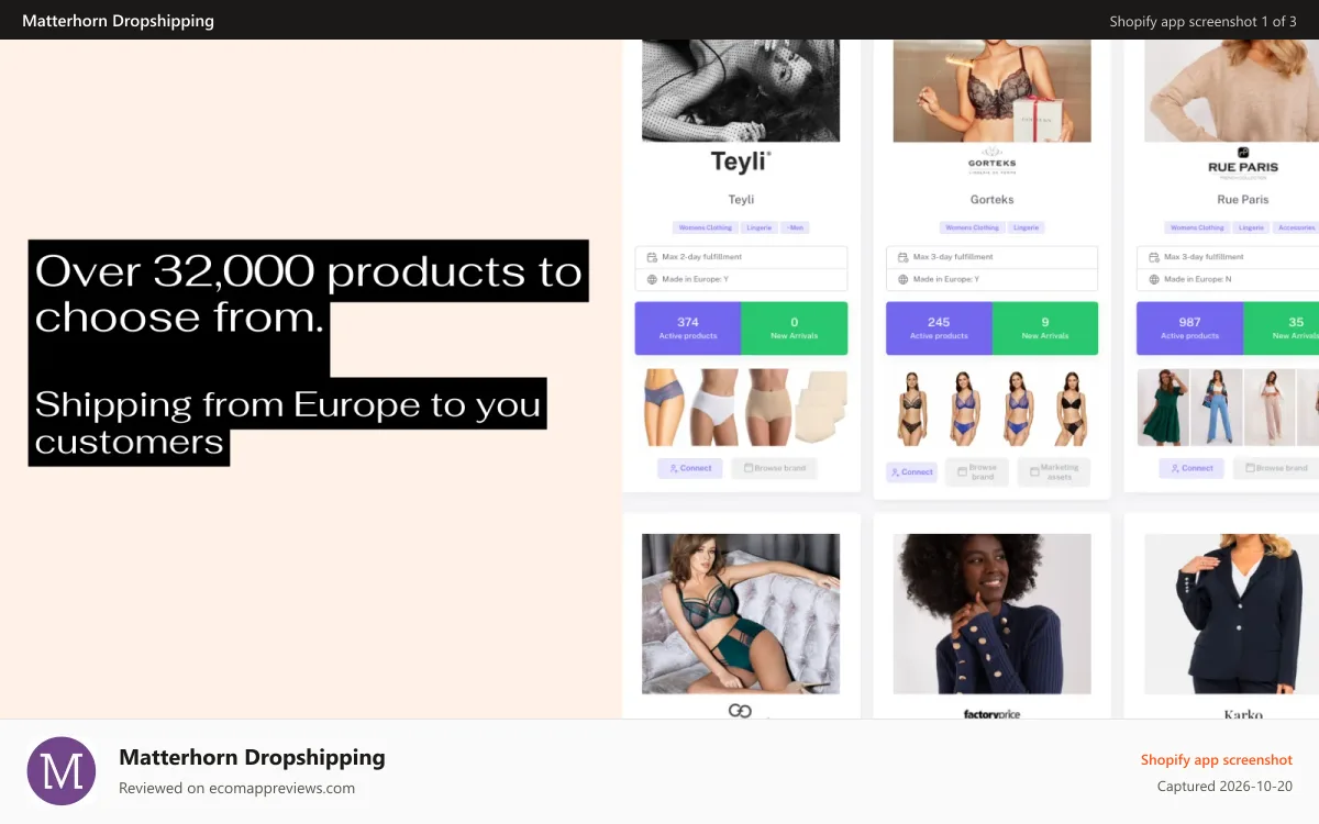 Matterhorn Dropshipping Shopify app screenshot: Select products