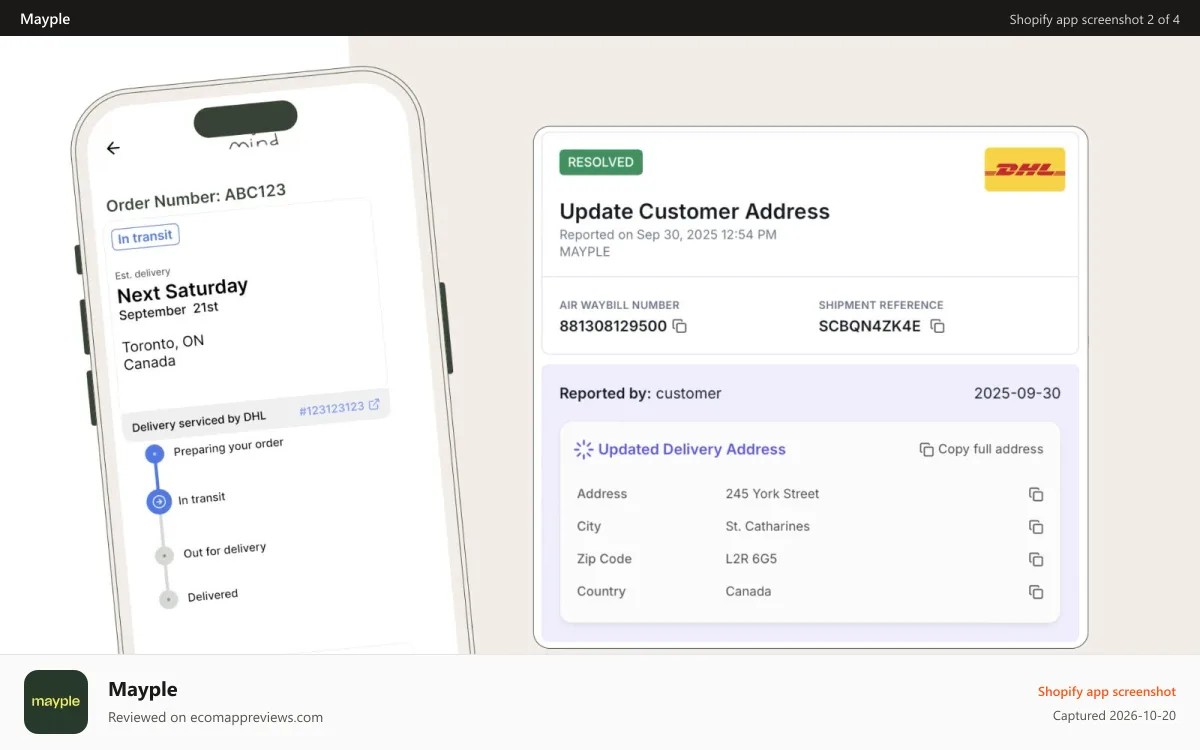Mayple Shopify app screenshot: Powering Seamless Global CX