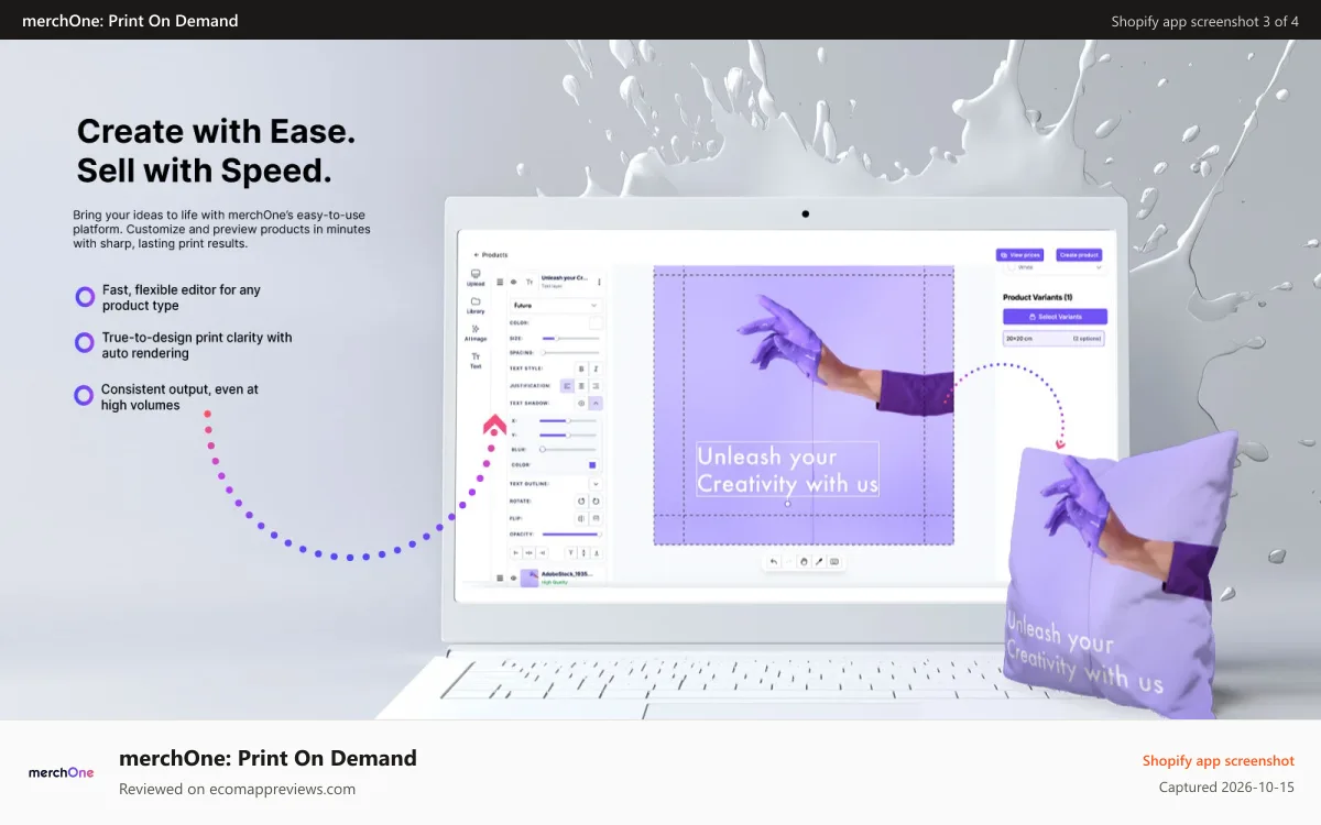 merchOne: Print On Demand Shopify app screenshot: AI-powered product configurator