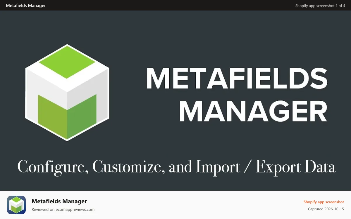 Metafields Manager Shopify app screenshot: Metafields Manager