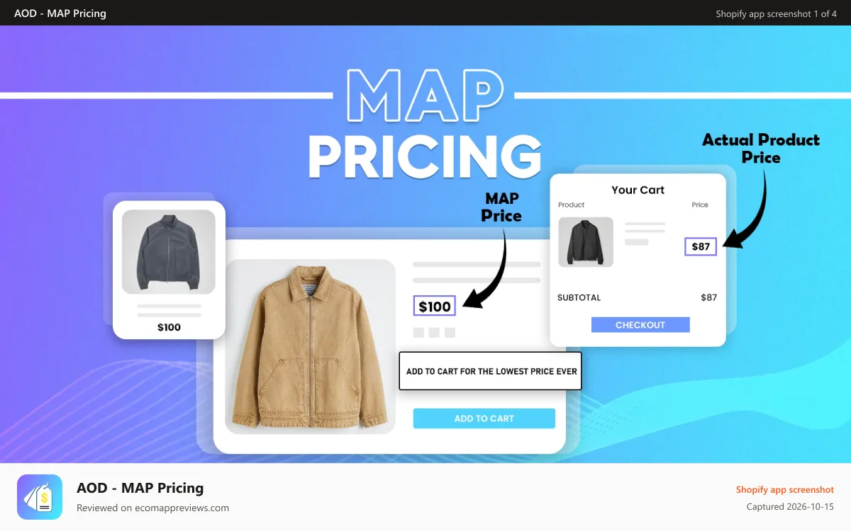 AOD ‑ MAP Pricing Shopify app screenshot: MAP pricing banner