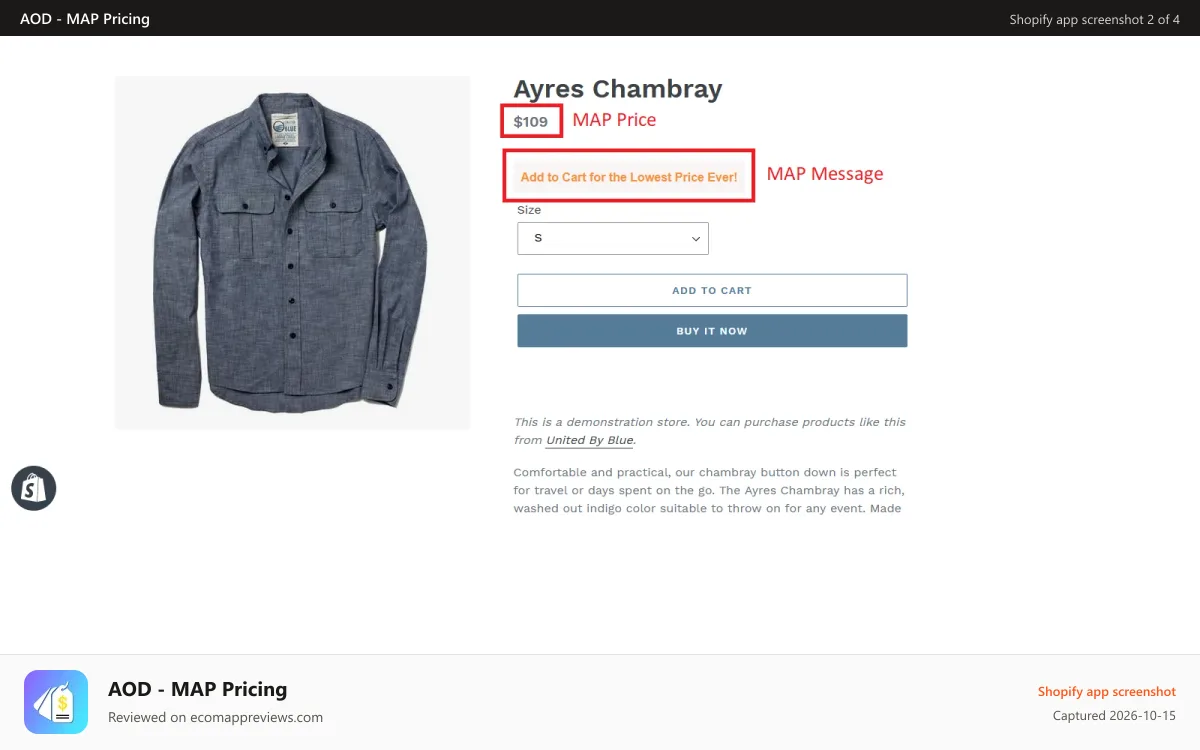 AOD ‑ MAP Pricing Shopify app screenshot: Product Mapping