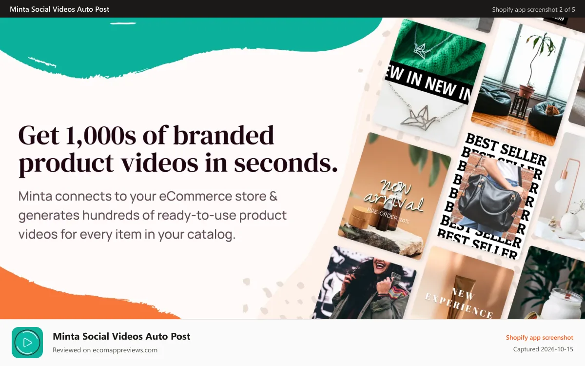 Minta Social Videos Auto Post Shopify app screenshot: Plan your social media posts up-to 2 months in advanced