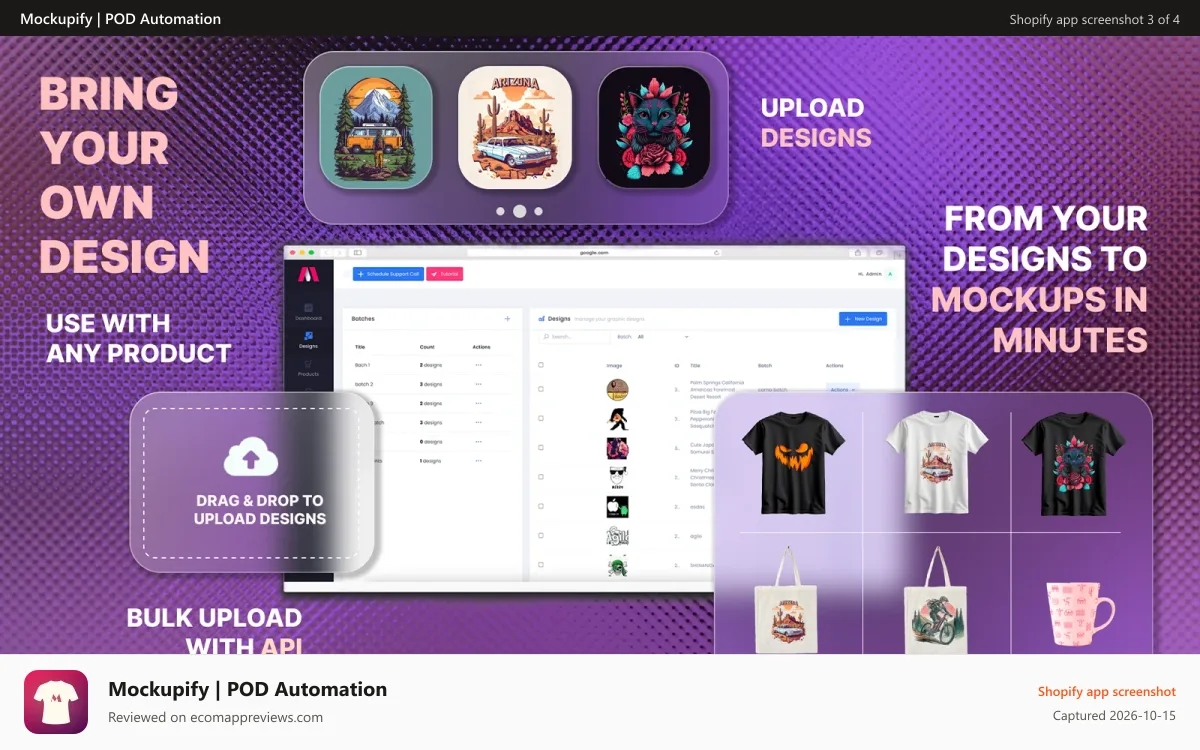 Mockupify | POD Automation Shopify app screenshot: mockupify.io screenshot 2