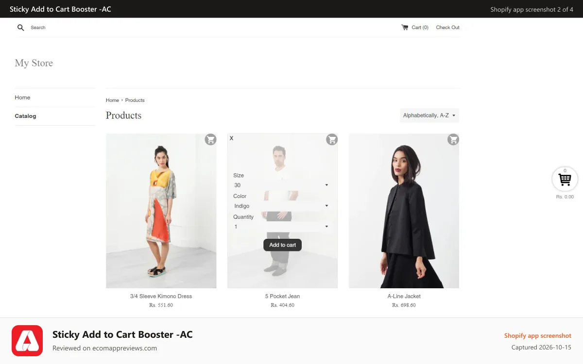 Sticky Add to Cart Booster ‑AC Shopify app screenshot: Modern Layout