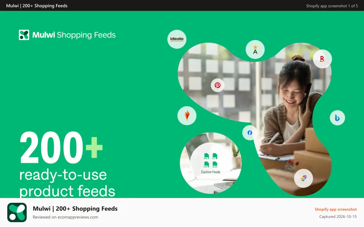 Mulwi | 200+ Shopping Feeds Shopify app screenshot: Mulwi Shopping Feeds