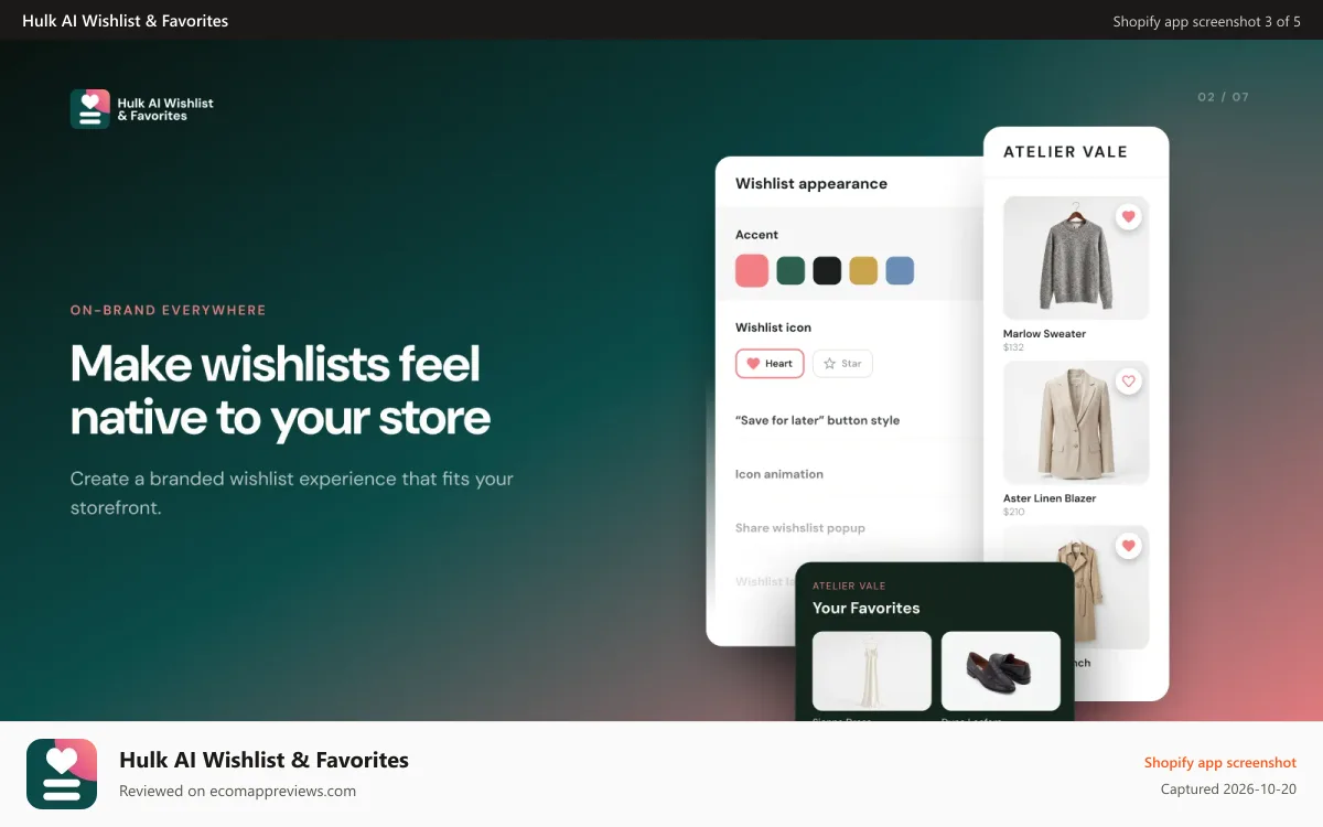 Hulk AI Wishlist & Favorites Shopify app screenshot: Dive into users' behavior through your wishlist dashboard.