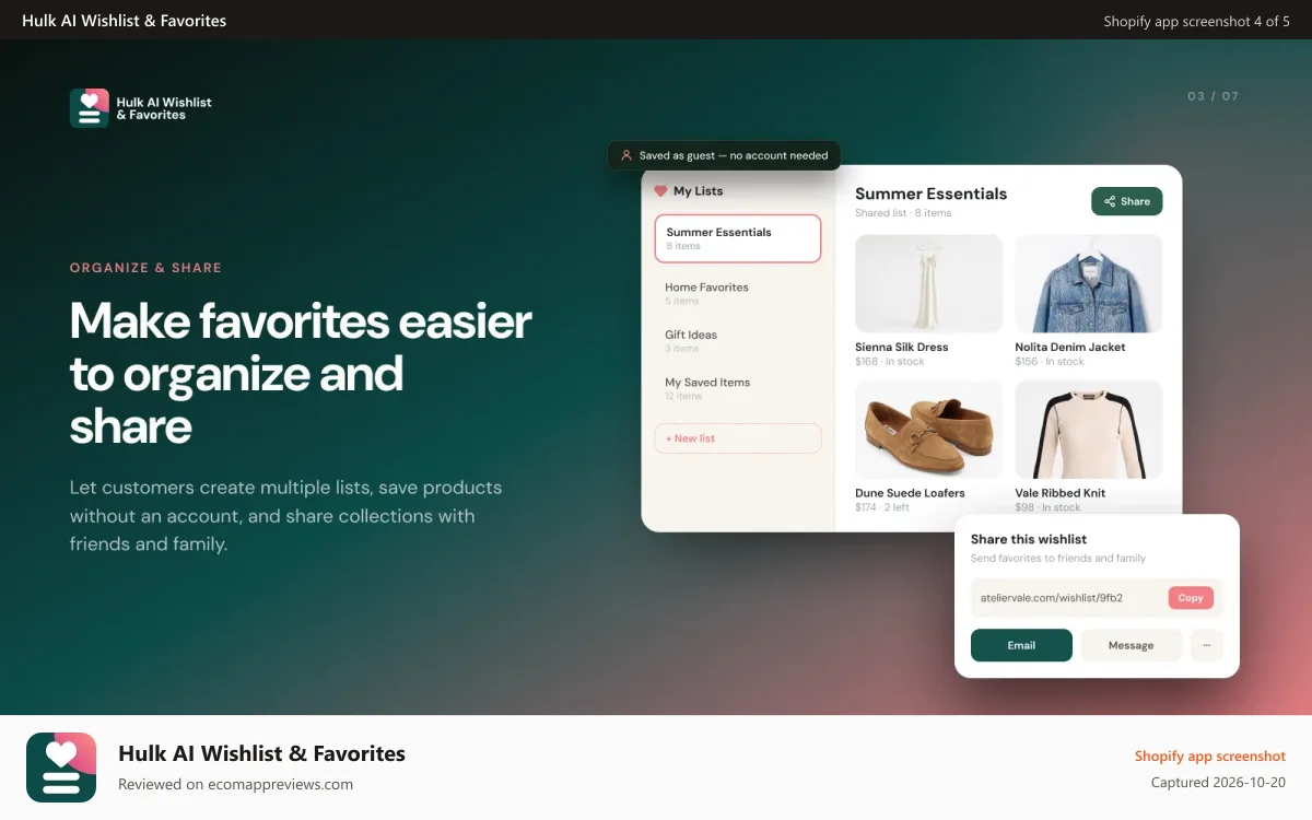 Hulk AI Wishlist & Favorites Shopify app screenshot: Numerous wishlist page customizations for wishlist buttons.