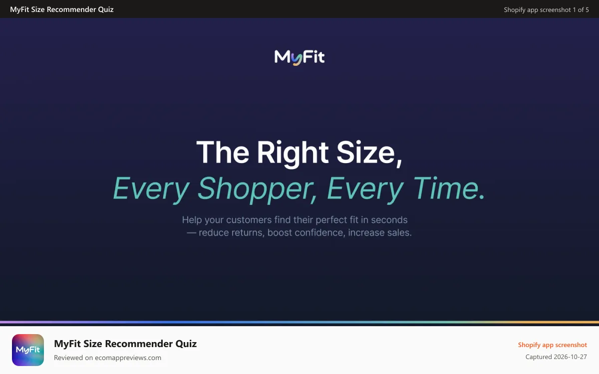MyFit Size Recommender Quiz Shopify app screenshot: Featured image