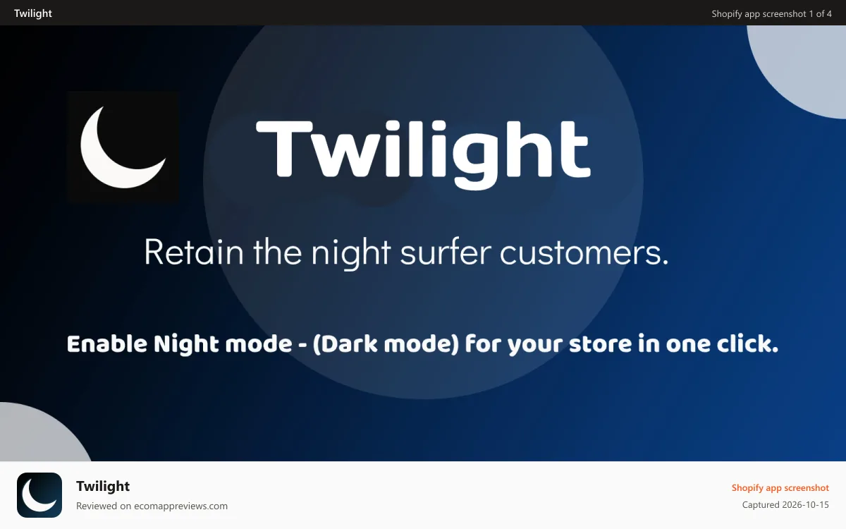 Twilight Shopify app screenshot: Twilight