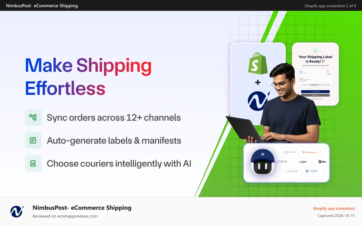 NimbusPost‑ eCommerce Shipping Shopify app screenshot: Shipping Automation for eCommerce Brands