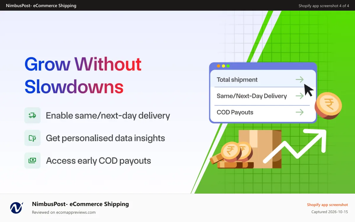 NimbusPost‑ eCommerce Shipping Shopify app screenshot: Simplified COD Shipping
