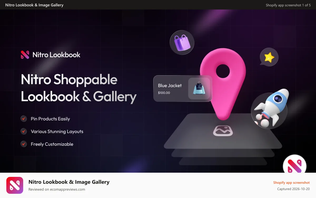 Nitro Lookbook & Image Gallery Shopify app screenshot: Nitro Lookbook