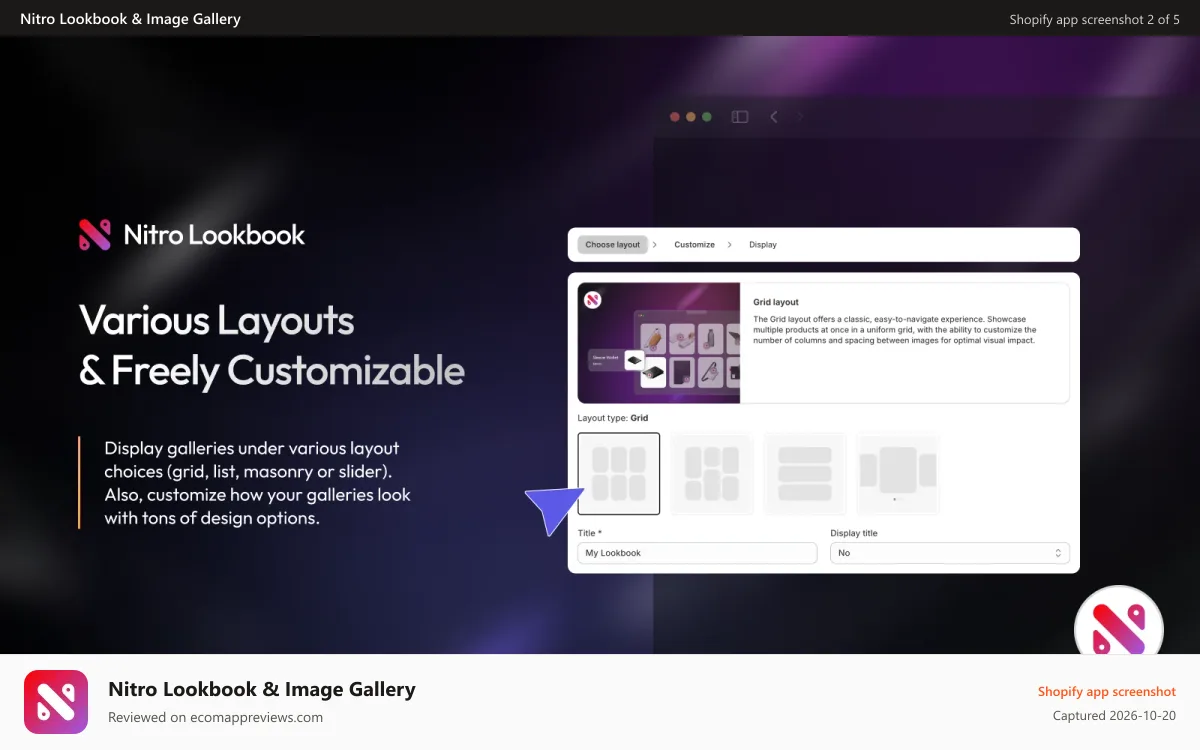 Nitro Lookbook & Image Gallery Shopify app screenshot: Buy Products With Ease From Lookbook