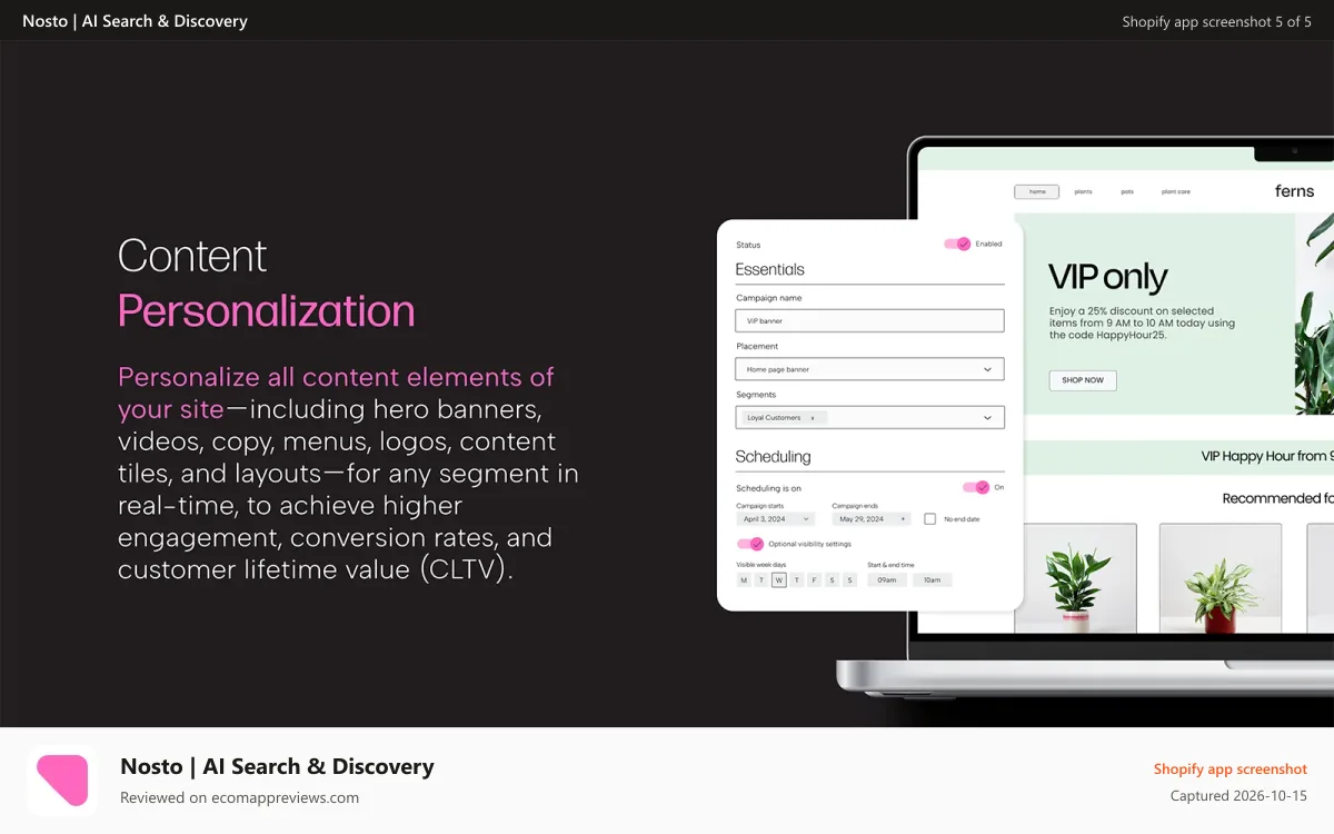 Nosto | AI Search & Discovery Shopify app screenshot: Content Personalization