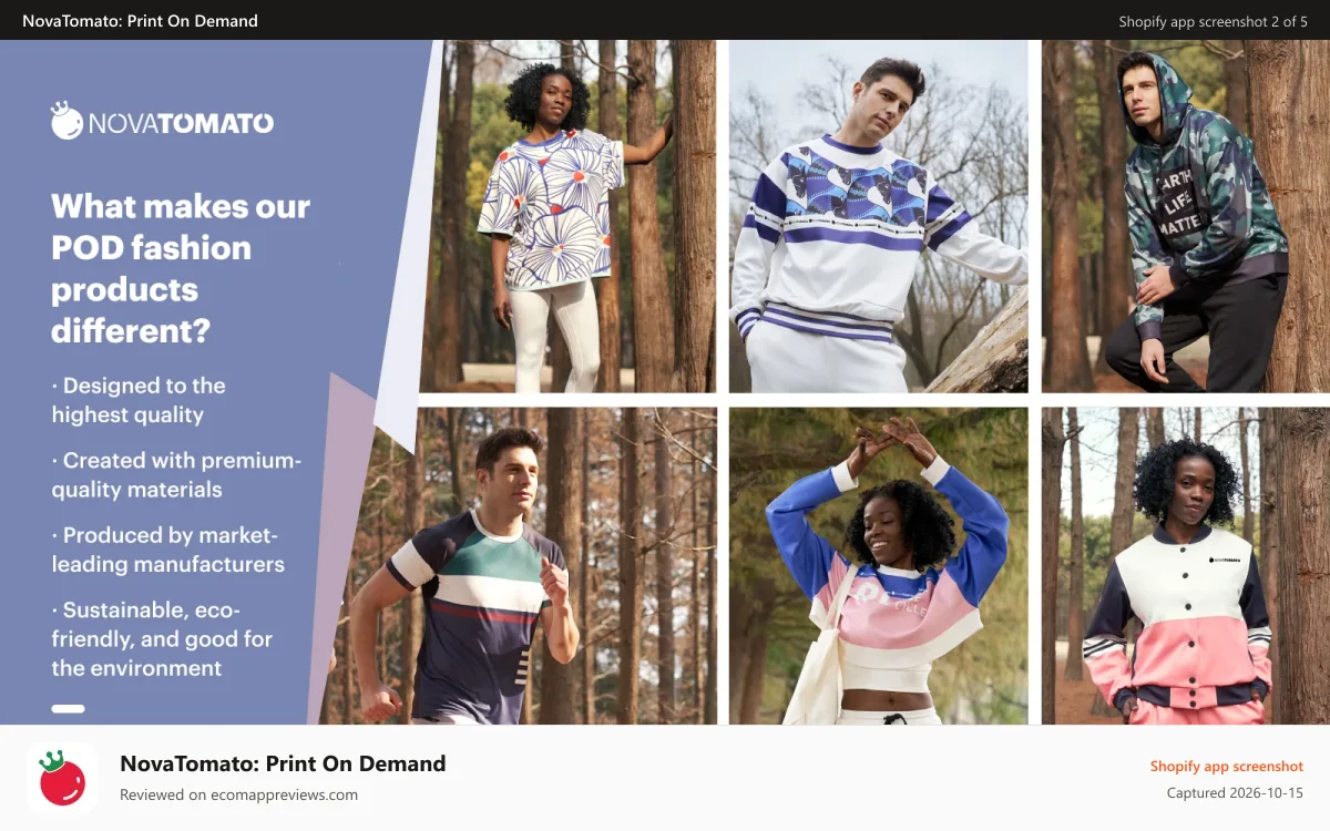 NovaTomato: Print On Demand Shopify app screenshot: What makes our POD fashion products different?