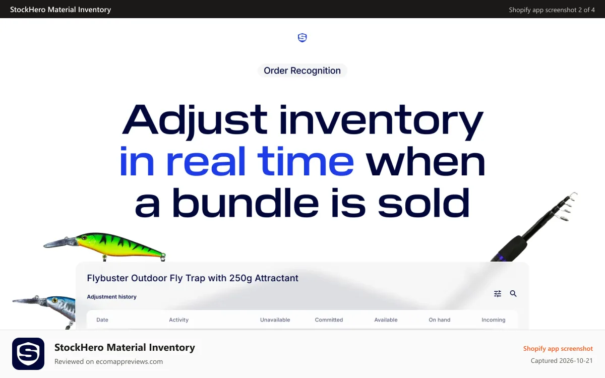 StockHero Material Inventory Shopify app screenshot: Order Recognition