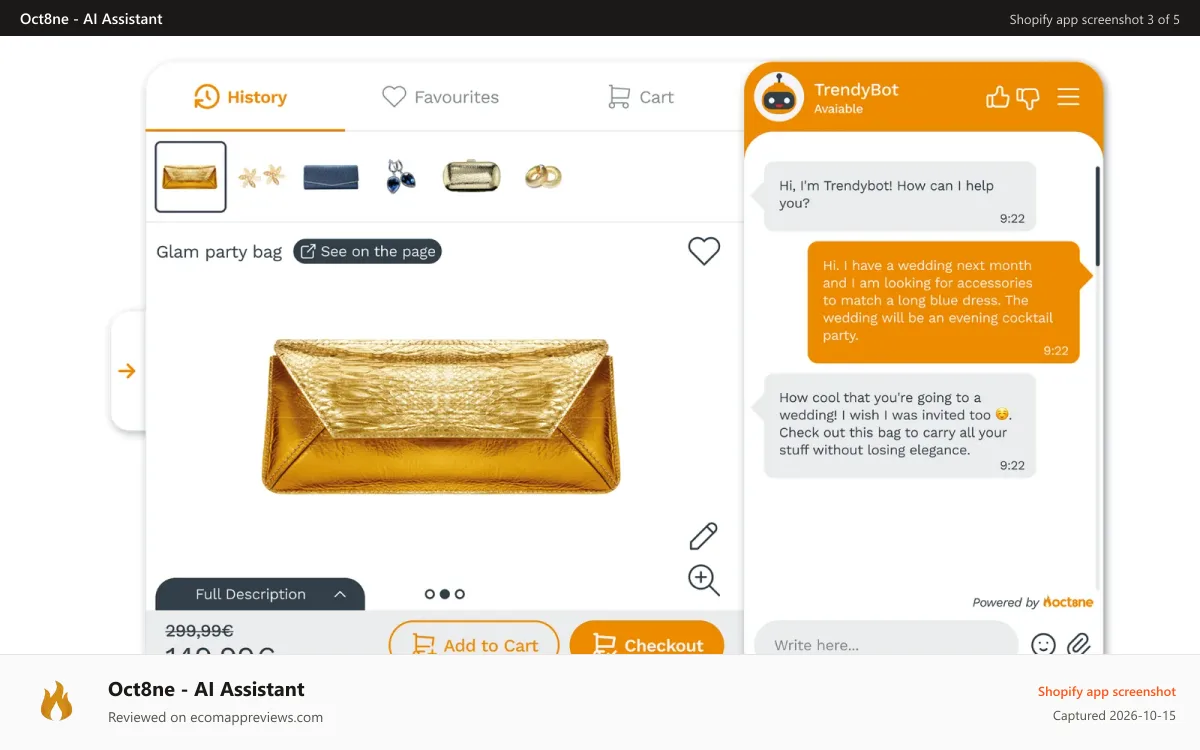 Oct8ne ‑ AI Assistant Shopify app screenshot: Livechat with coviewer