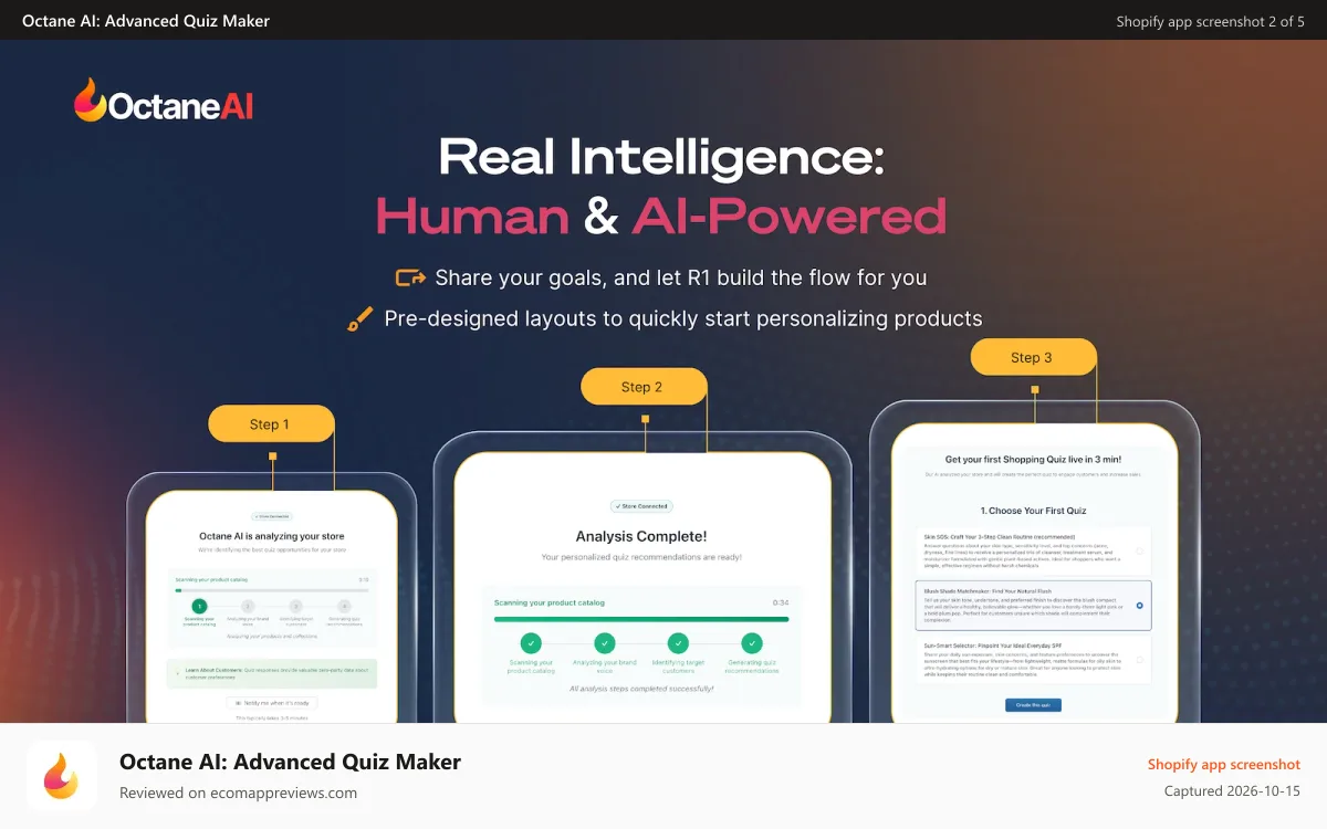 Octane AI: Advanced Quiz Maker Shopify app screenshot: Real Intelligence: Human & AI-Powered
