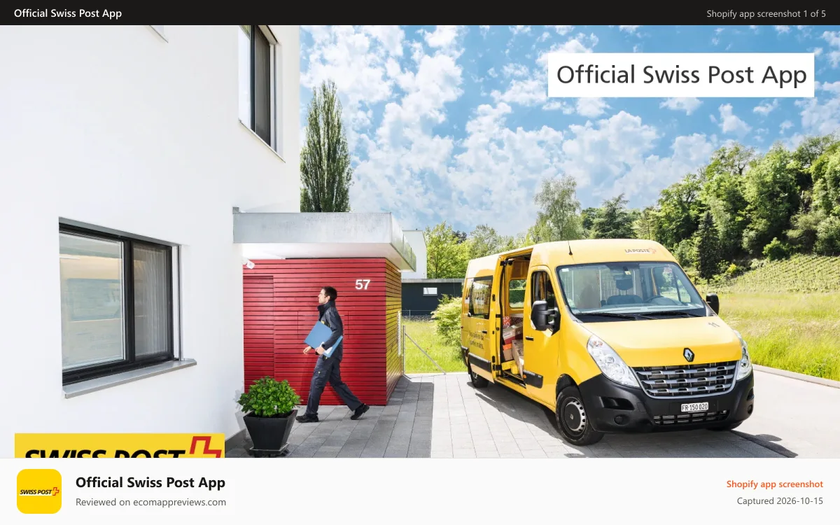 Official Swiss Post App Shopify app screenshot: Swiss Post Label printer App