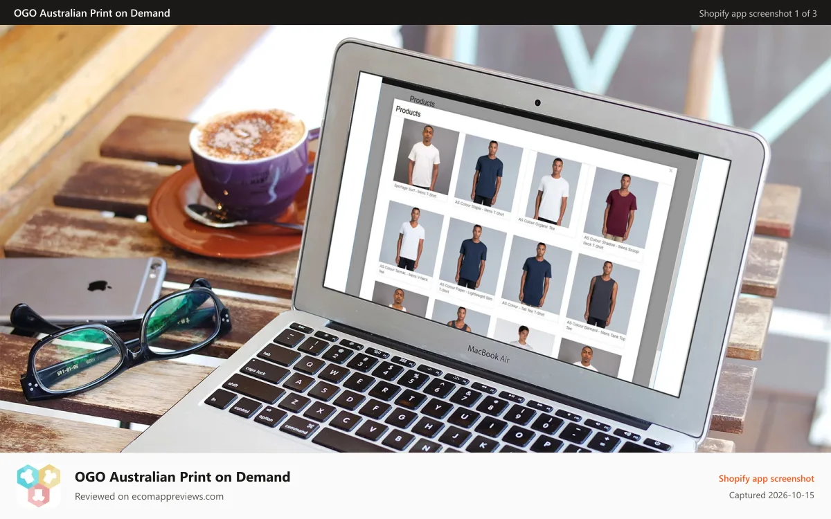 OGO Australian Print on Demand Shopify app screenshot: Start your selling journey. Select quality shirts from our range