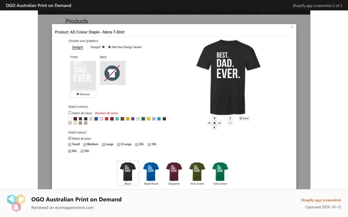 OGO Australian Print on Demand Shopify app screenshot: Create like crazy! Add your designs, and we'll do the rest