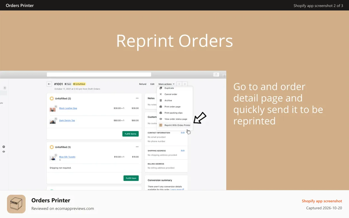Orders Printer Shopify app screenshot: star print cloudprnt shopify