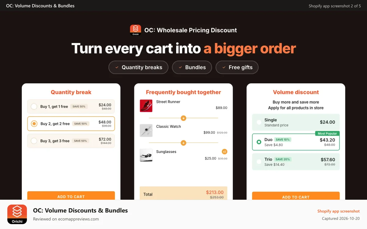 OC: Volume Discounts & Bundles Shopify app screenshot: Customize your campaign design to match your store.