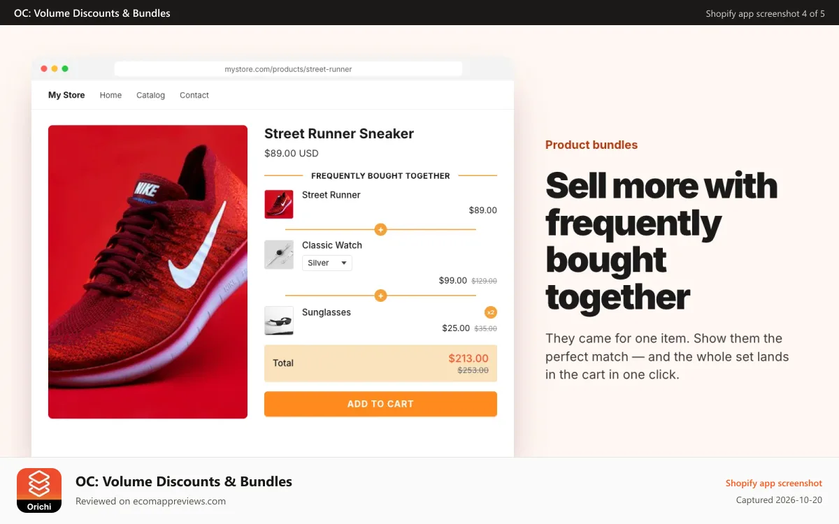OC: Volume Discounts & Bundles Shopify app screenshot: No-coding required. Setup in seconds!