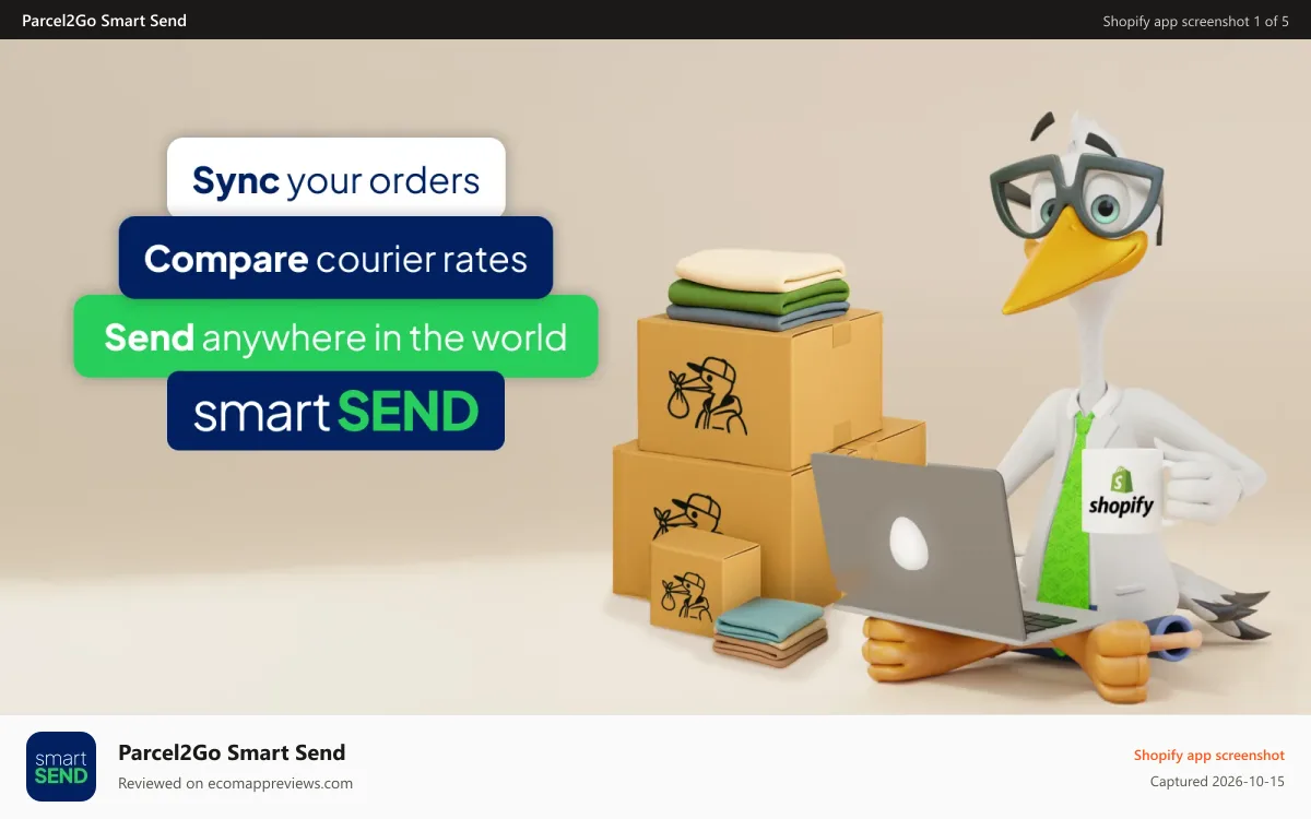 Parcel2Go Smart Send Shopify app screenshot: Smart Send