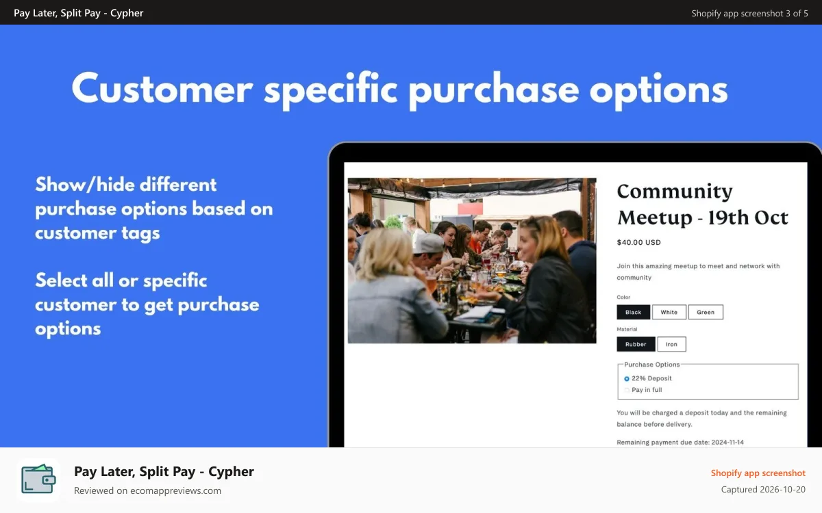 Pay Later, Split Pay ‑ Cypher Shopify app screenshot: responsive screen