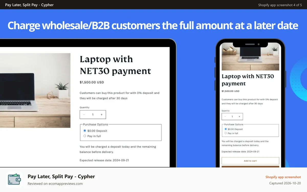 Pay Later, Split Pay ‑ Cypher Shopify app screenshot: orders listing