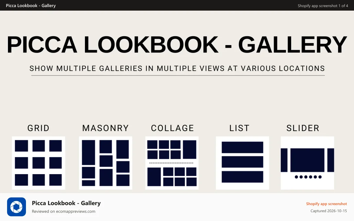 Picca Lookbook ‑ Gallery Shopify app screenshot: Picca Lookbook ‑ Gallery