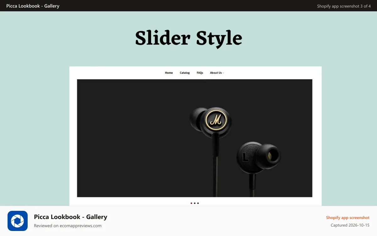 Picca Lookbook ‑ Gallery Shopify app screenshot: slider style