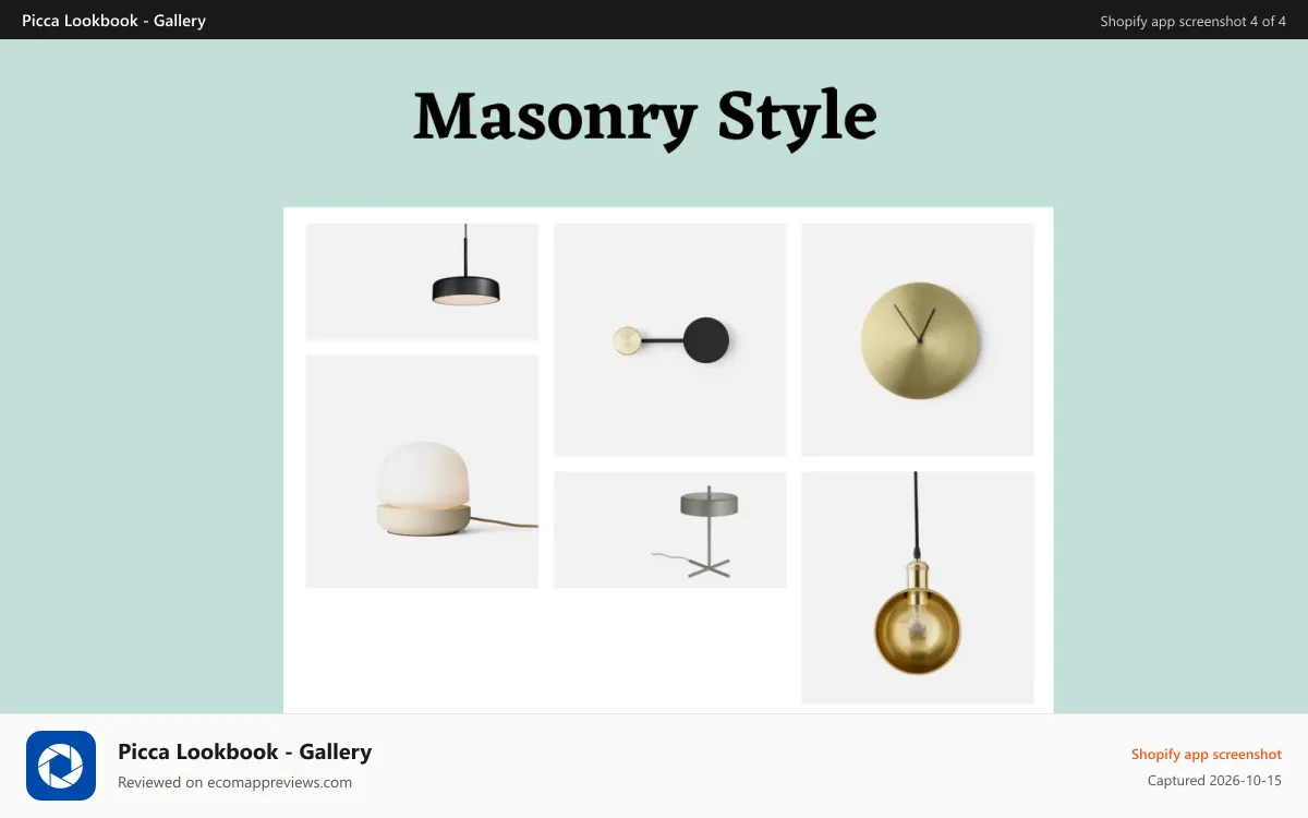 Picca Lookbook ‑ Gallery Shopify app screenshot: masonry style