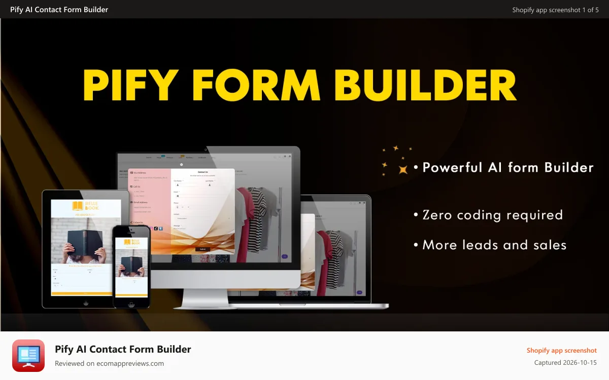Pify AI Contact Form Builder Shopify app screenshot: Powerful pify form builder