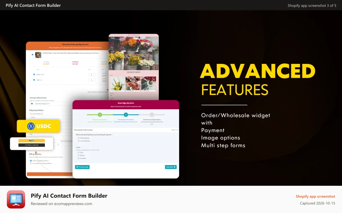 Pify AI Contact Form Builder Shopify app screenshot: Beautiful advanced forms