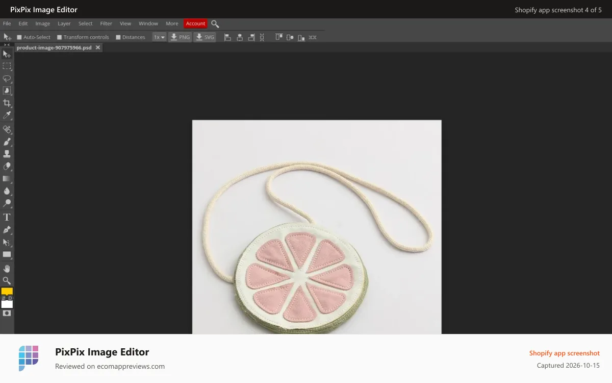 PixPix Image Editor Shopify app screenshot: Photopea image editor