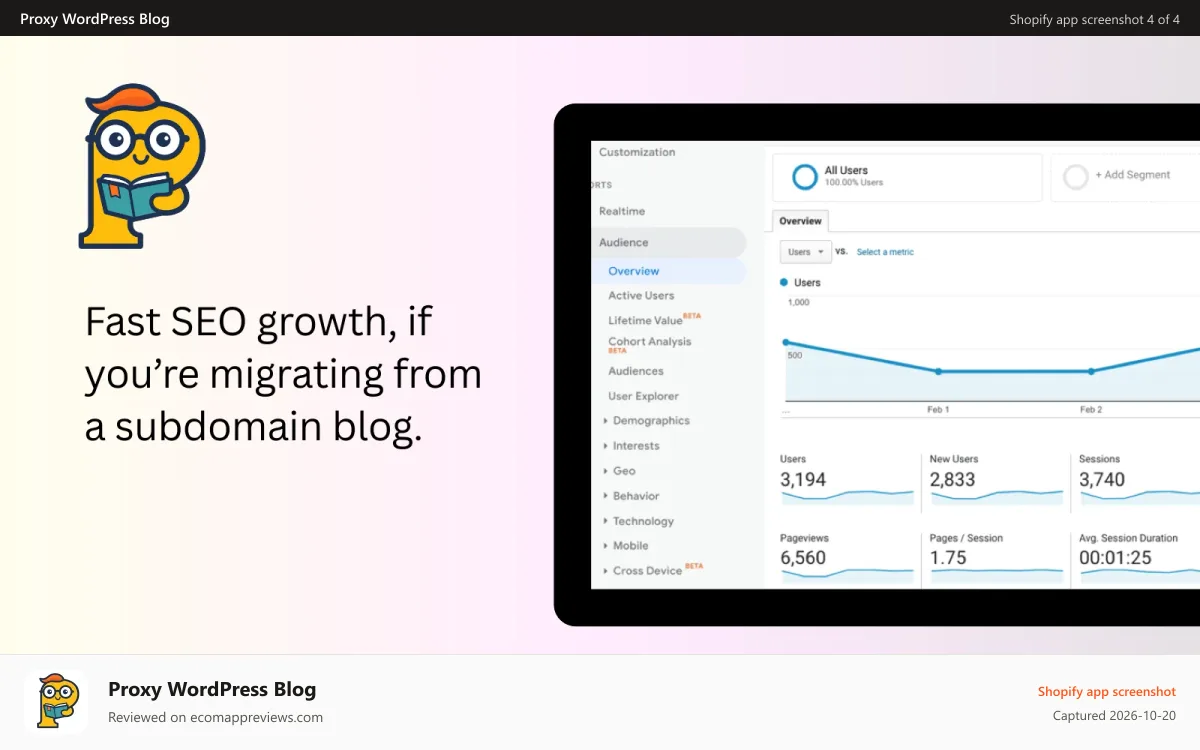 Proxy WordPress Blog Shopify app screenshot: Improve SEO Performance