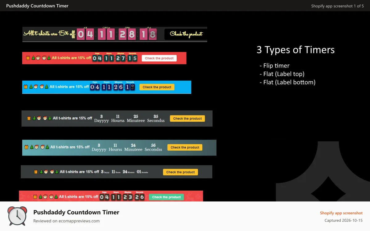 Pushdaddy Countdown Timer Shopify app screenshot: Multiple counter