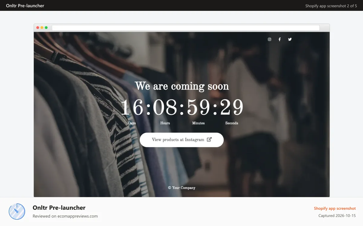 Onltr Pre‑launcher Shopify app screenshot: Example #1
