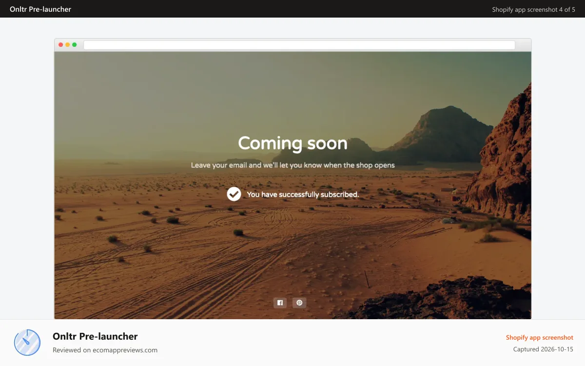 Onltr Pre‑launcher Shopify app screenshot: Example #3