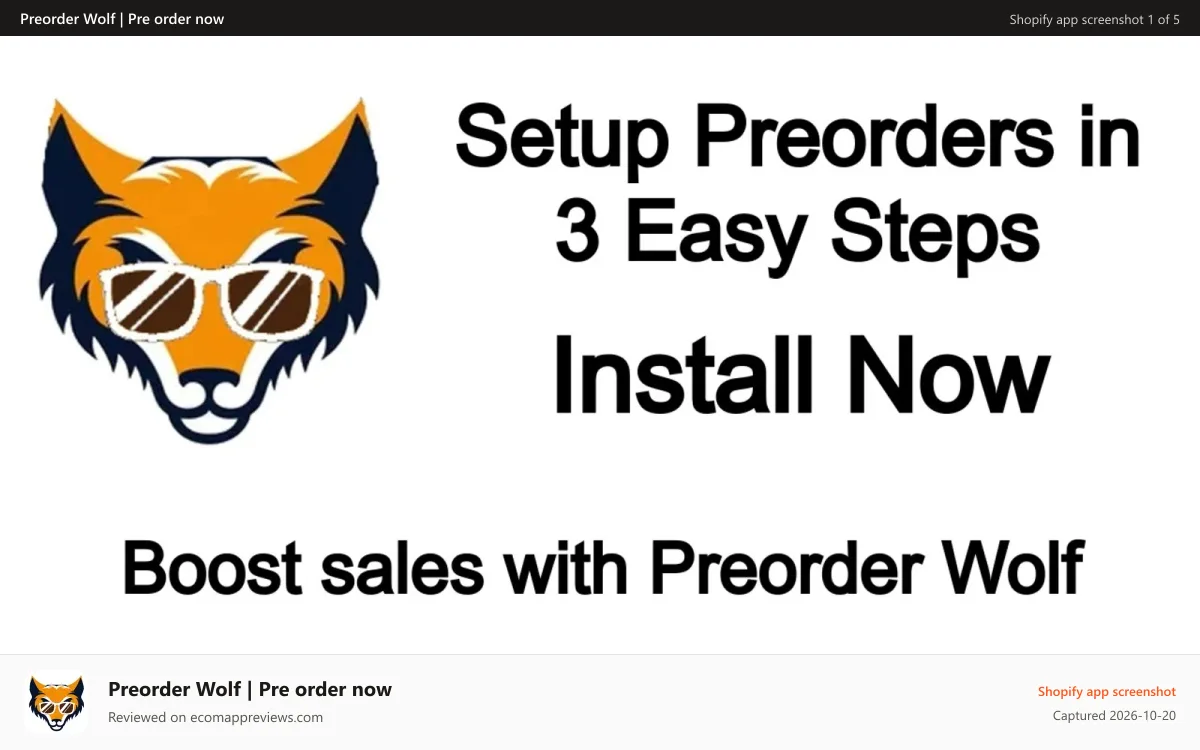 Preorder Wolf | Pre order now Shopify app screenshot: ss