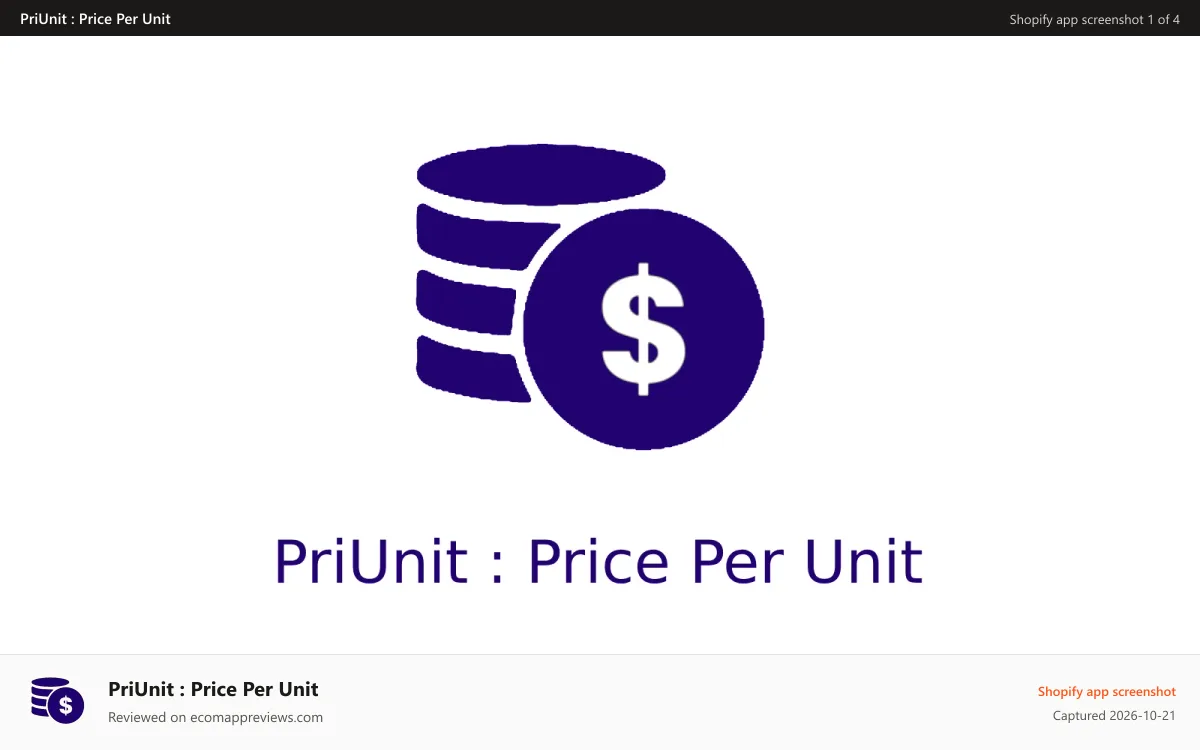 PriUnit : Price Per Unit Shopify app screenshot: PriUnit : Price Per UnitPriUnit : Price Per Unit PriUnit : Price