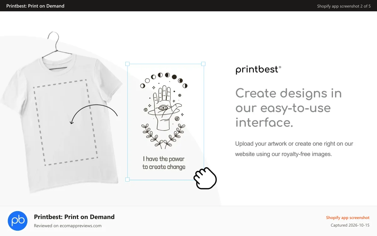 Printbest: Print on Demand Shopify app screenshot: Create designs in our easy-to-use interface