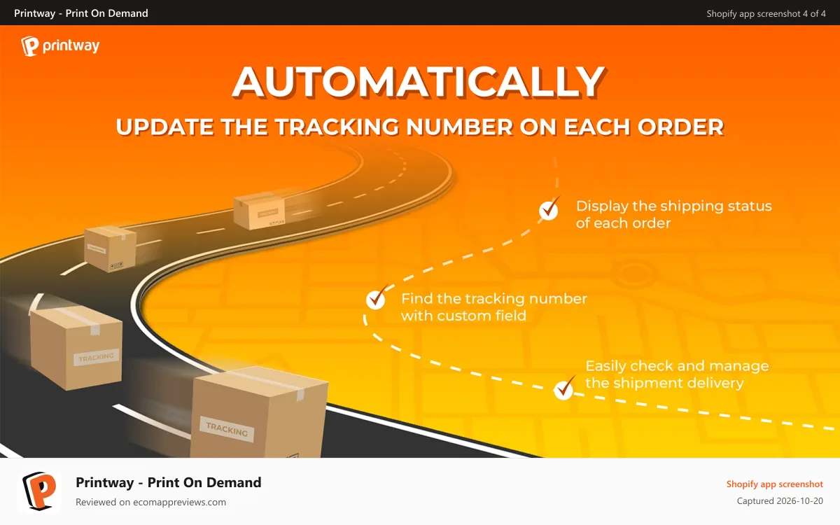 Printway ‑ Print On Demand Shopify app screenshot: automatic