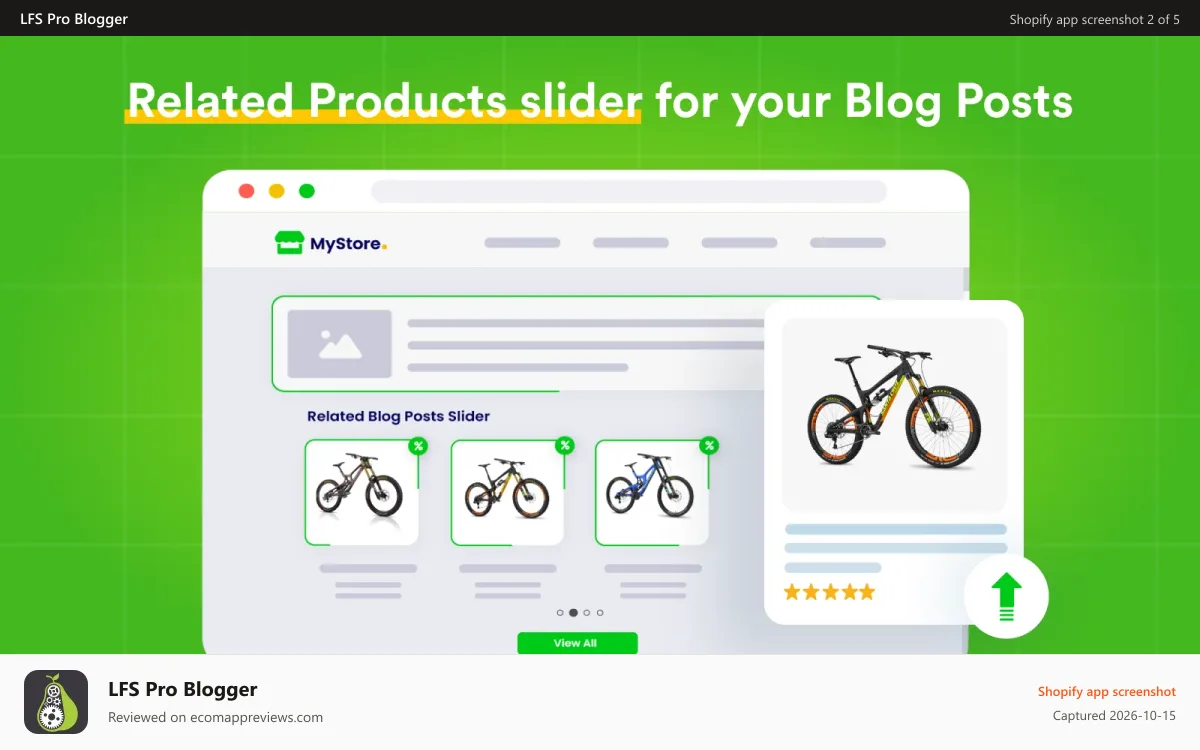 LFS Pro Blogger Shopify app screenshot: Add relative products to you Blog post