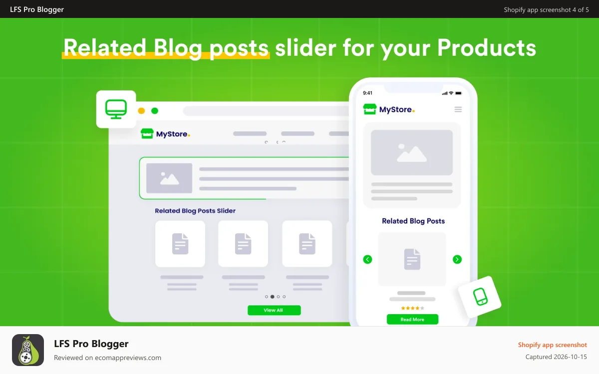 LFS Pro Blogger Shopify app screenshot: Add Blog posts to your Products